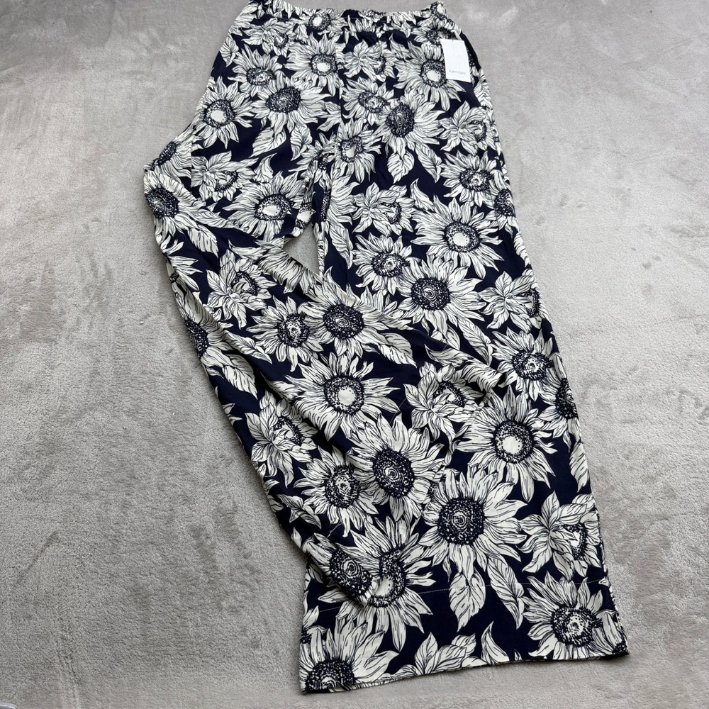 Karen Kane Wide Leg Pretty in Pink Pants Women's M Navy White Boho Coastal Chic